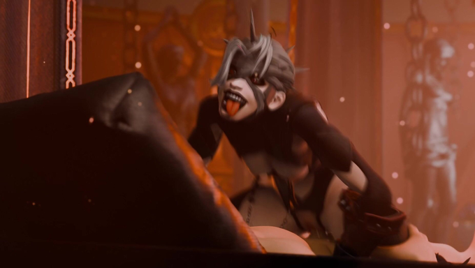 Sue Storm And Her Alter Ego Malice Take Turns Riding A Cock On The Couch