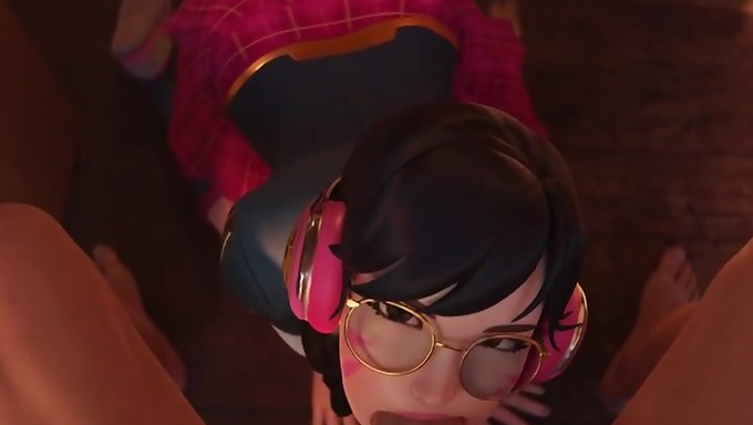 School Girl D.Va Devours A Big Cock And Receives A Massive Facial