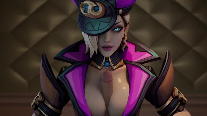 Soul Fighter Evelynn Gives A Titjob And Gets A Facial In The Lavish Room