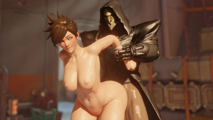 Reaper's Enormous Cumload Stretches Tracer's Womb And Inflates Her Belly