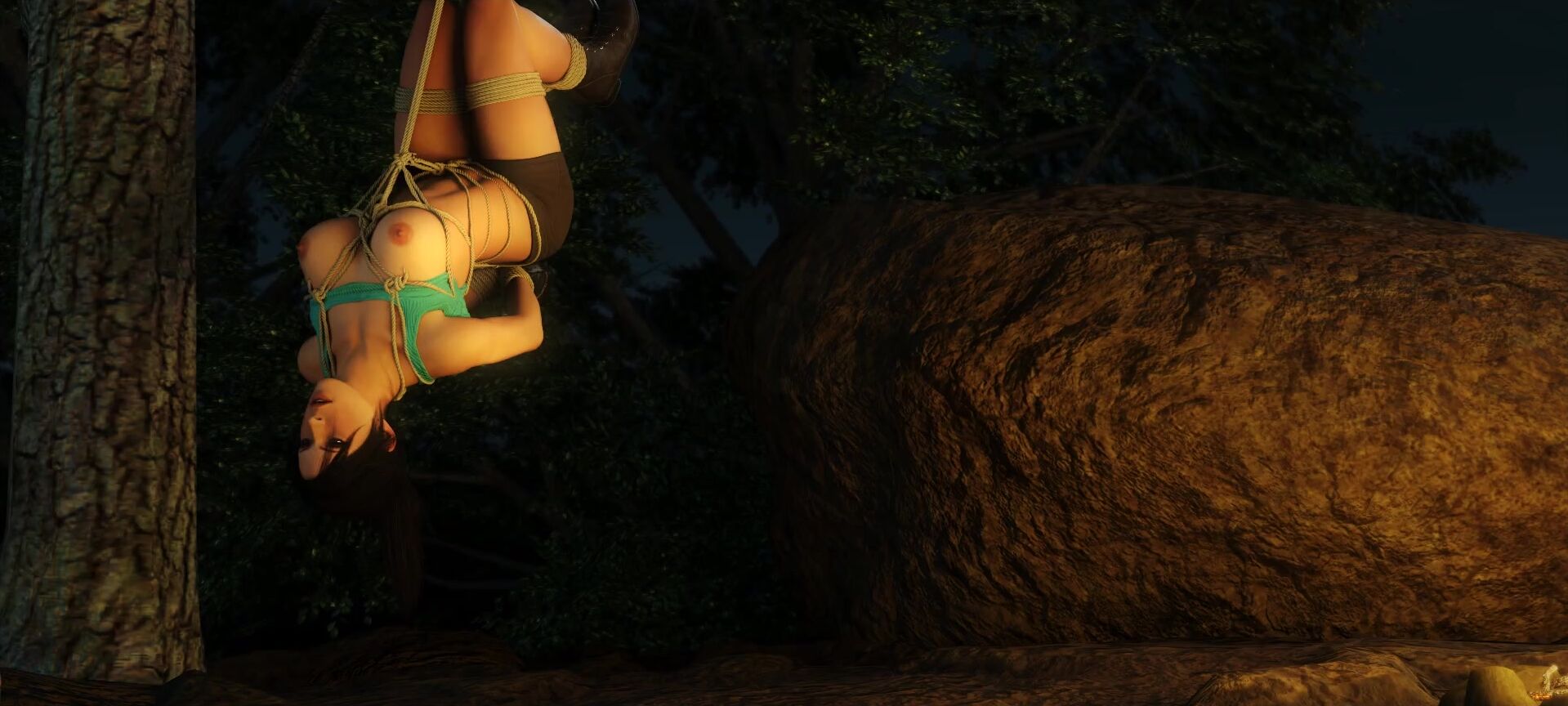 Tied Up Busty Lara Croft Gets Roughly Mouth Fucked By A Criminal