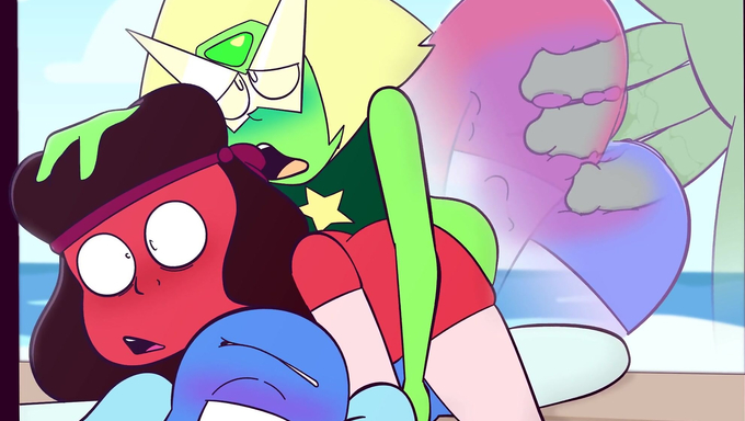 Peridot, Sapphire, And Ruby Get Penetrated By A Triple Cock Monster At Once