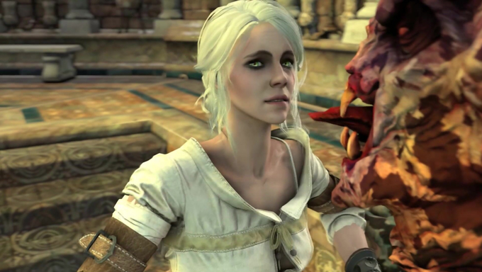 Ciri Rides An Ugly Monster Bastard Inside The Empty Roman Bathroom