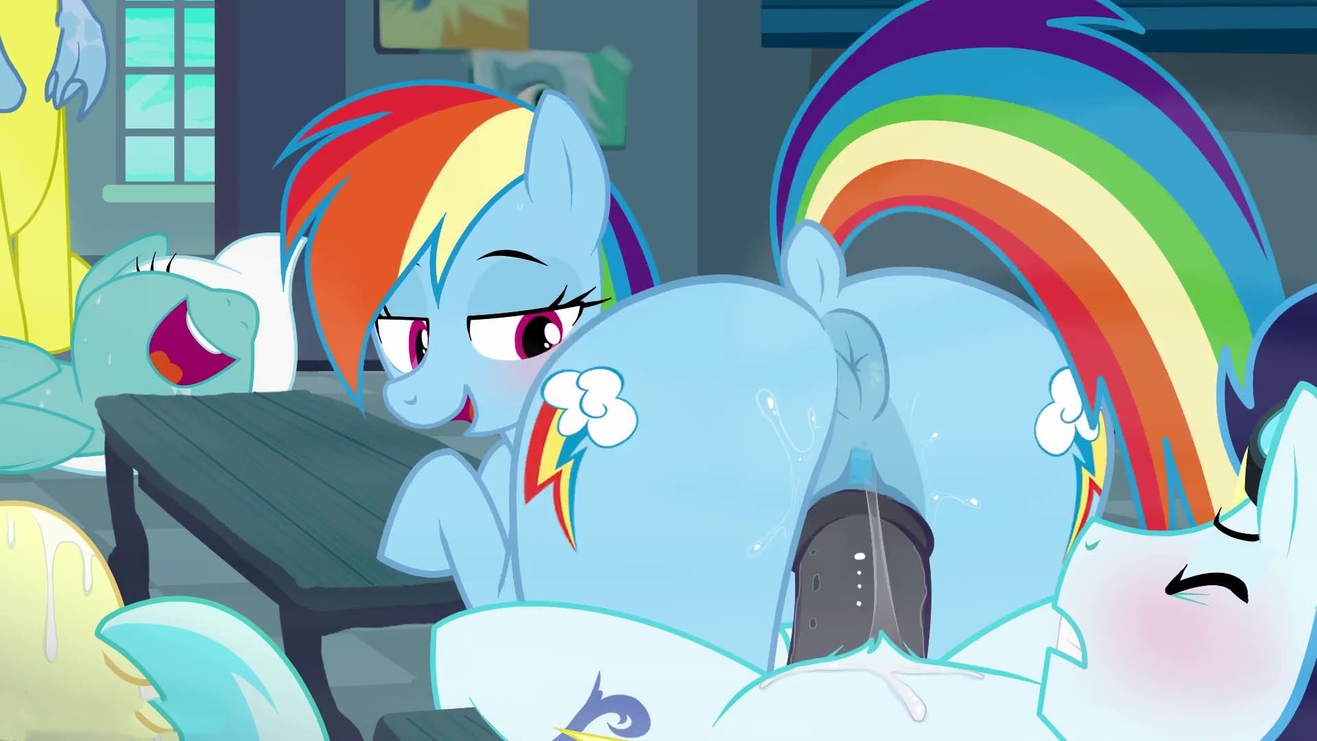 Soarin Tells Rainbow Dash To Keep Riding His Cock