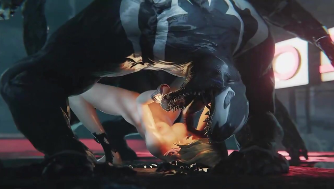 Venom Rails Gwen Stacy's Pussy On The Side Of A Building