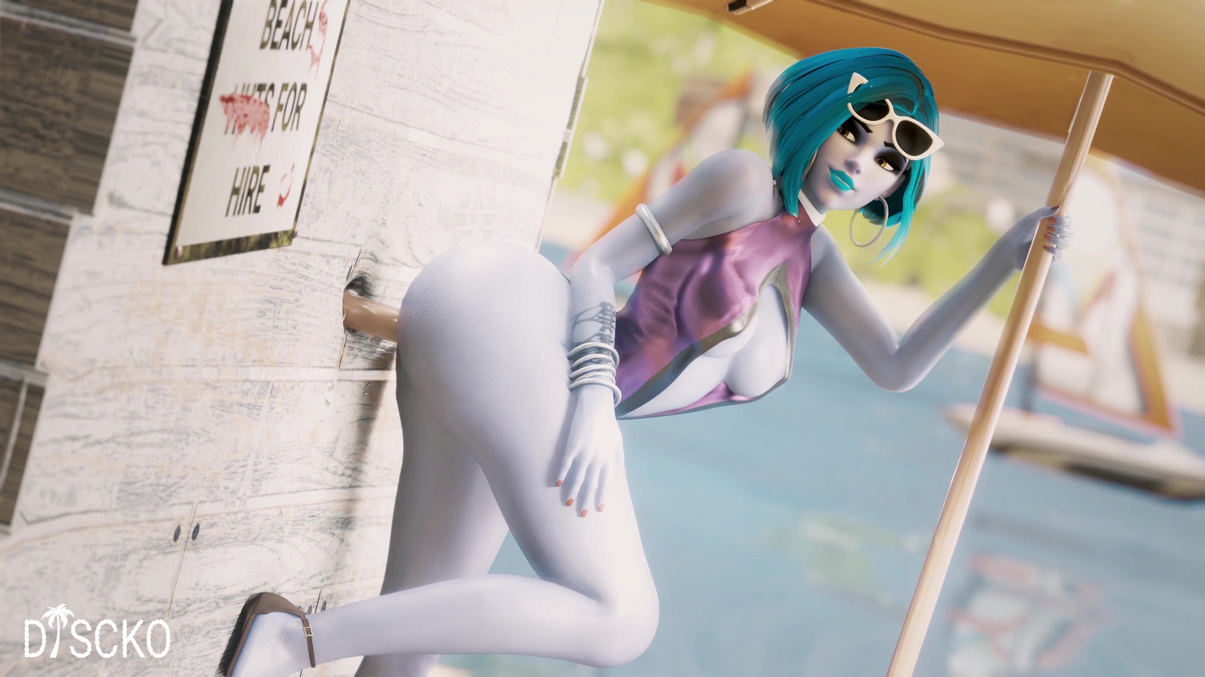 Short Haired Widowmaker Finds A Beachside Gloryhole And Gets Creampied