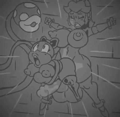Piranha Plant Supports Restrained Futa Wendy And Princess Peach To Fuck Each Other