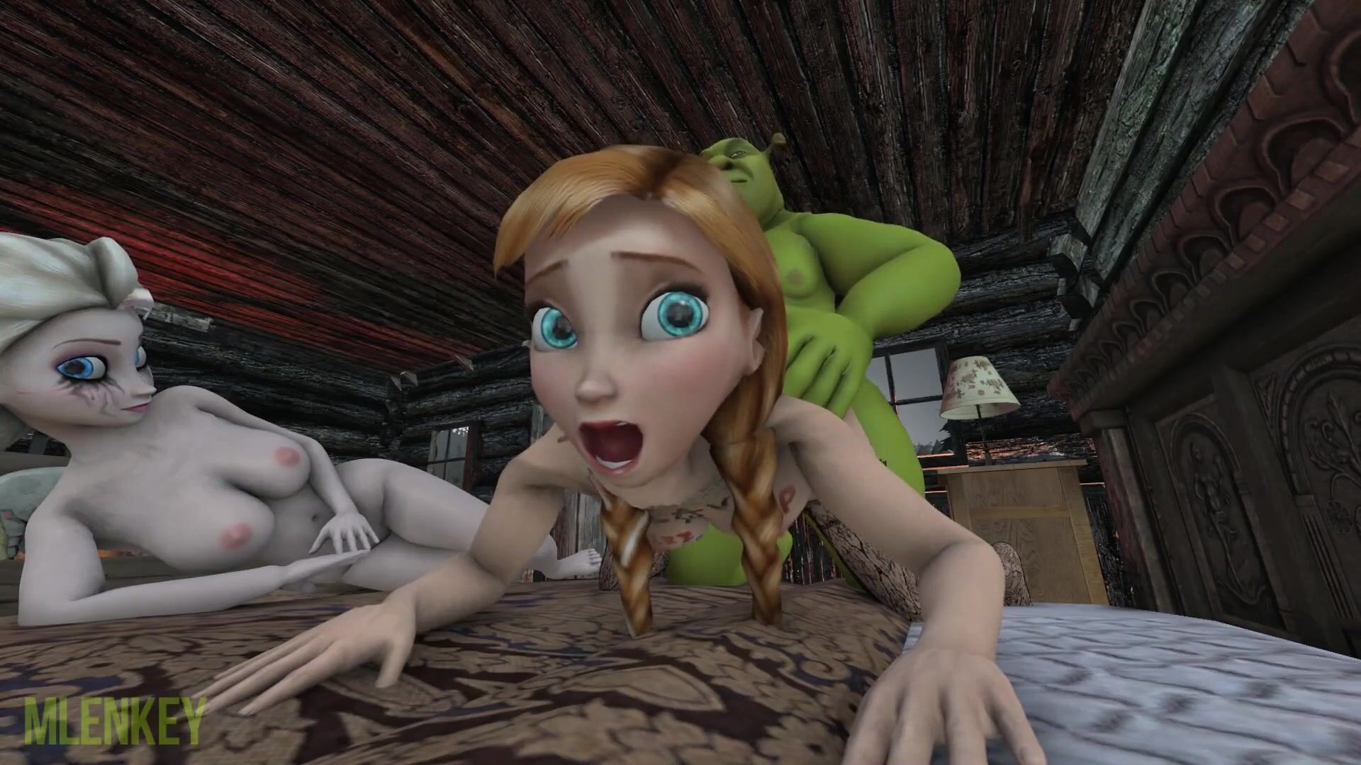 Naughty Elsa And Anna Visit Shrek\