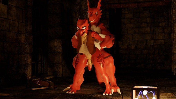 Male And Female Guilmons Pleasure And Breed Inside A Dark Dungeon