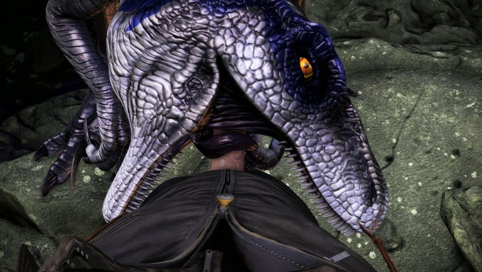 Helpless Guy Goes Wild And Fucks A Horde Of Horny Raptors In The Jungle