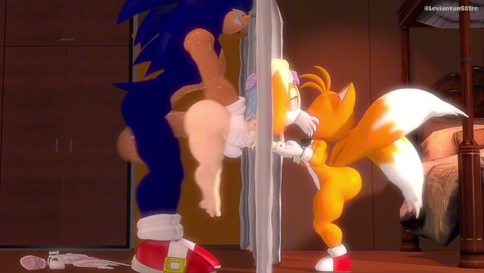 Cream The Rabbit Kisses Tails While Getting Impregnated By Sonic From Behind