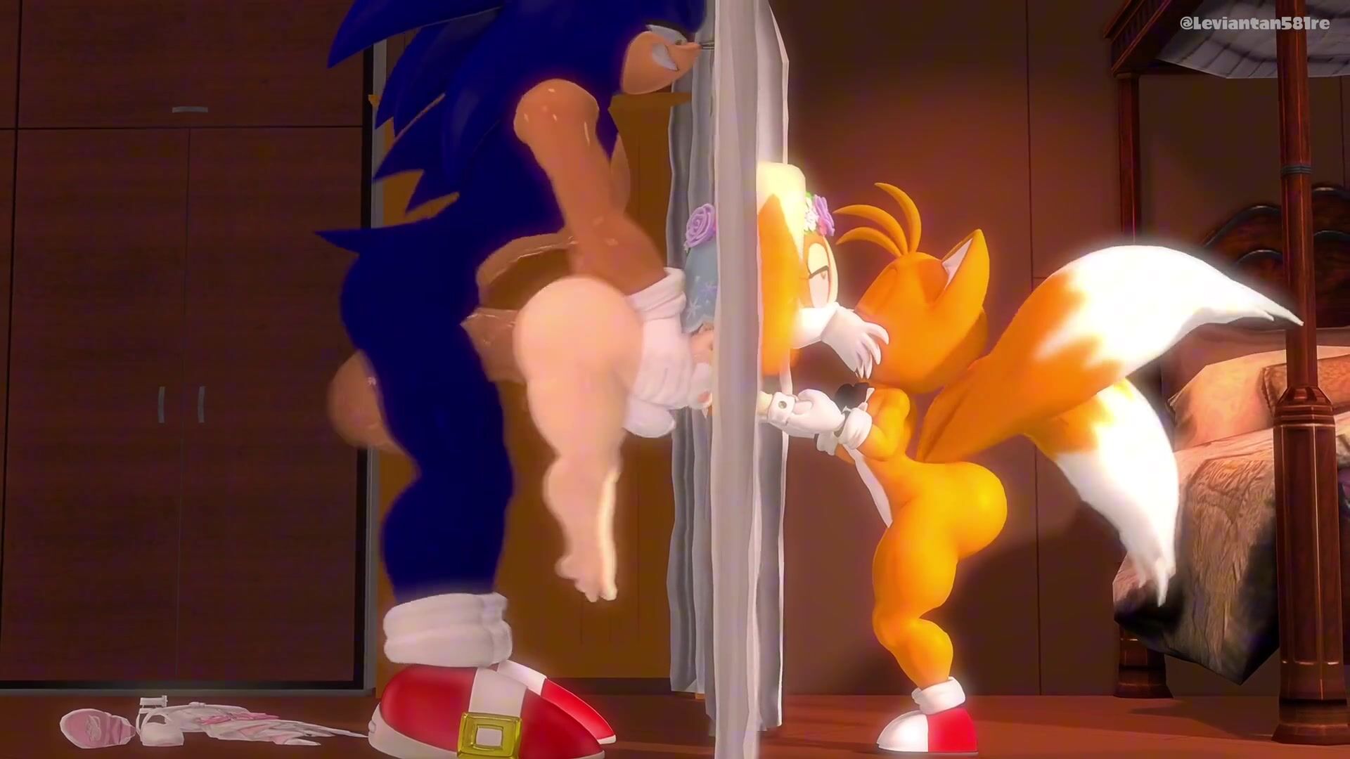 Cream The Rabbit Kisses Tails While Getting Impregnated By Sonic From Behind