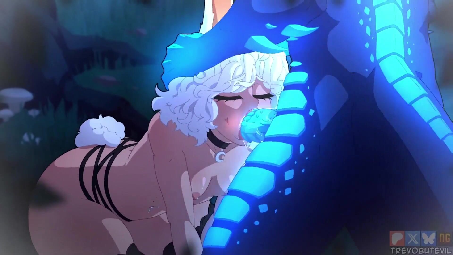 Glowing Lizard Loads His Glowing Cock Deep Inside Haru\