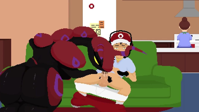 Scolipede Rides Her Trainer's Cock In The Living Room