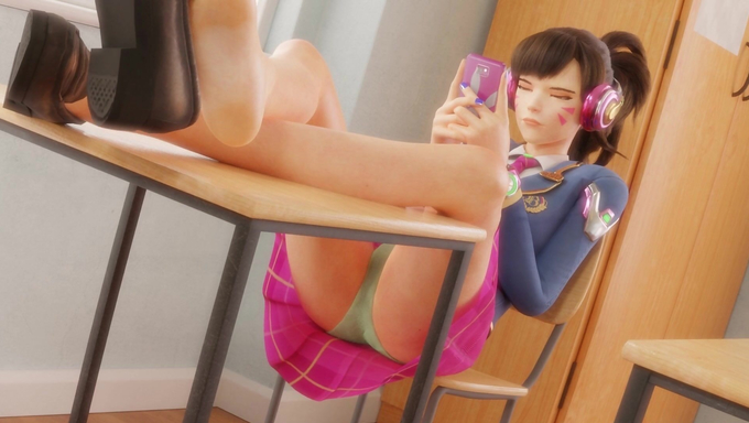 D.Va Fills Her Asshole With A Dildo In A Scandal Video