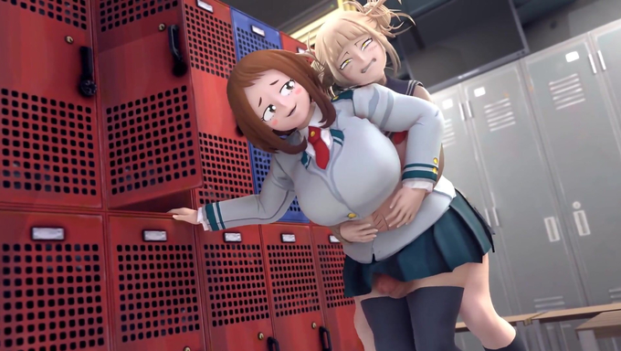 Horny Himiko Toga Visits Ochaco Uraraka And Gets A Thighjob