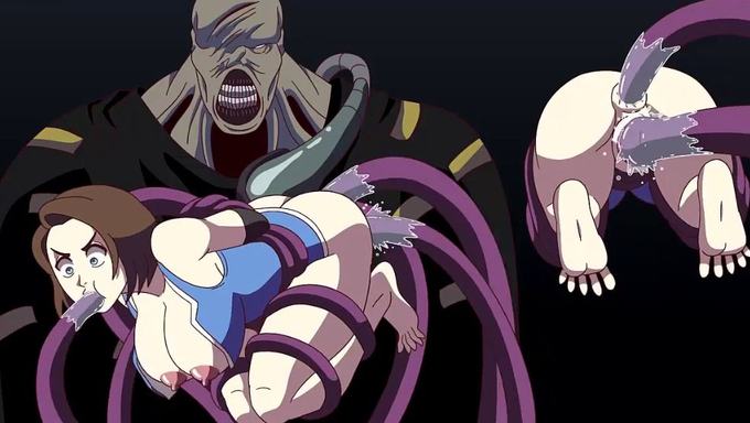 Nemesis Captures Jill Valentine And Penetrates Her Holes