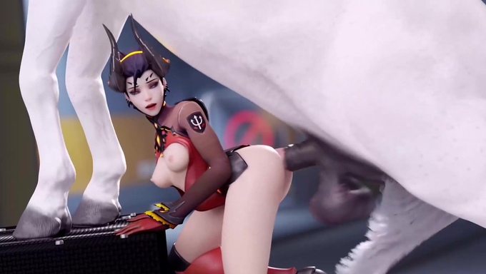Devil Mercy Gets Her Ass Rapidly Pounded By A White Stallion