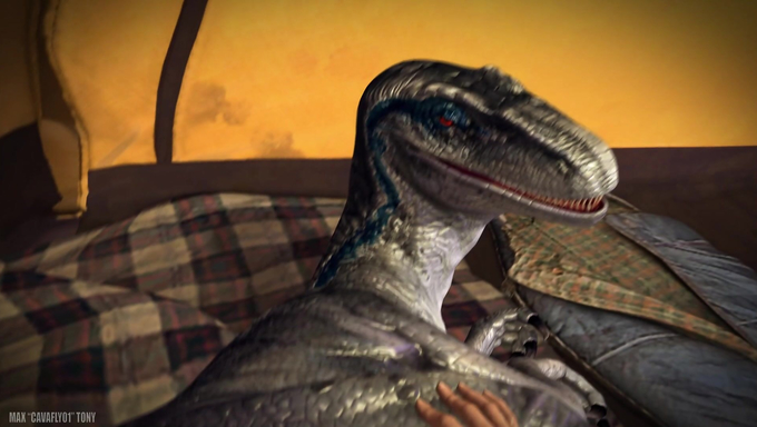 Horny Stranger Creampies A Raptor Inside His Tent