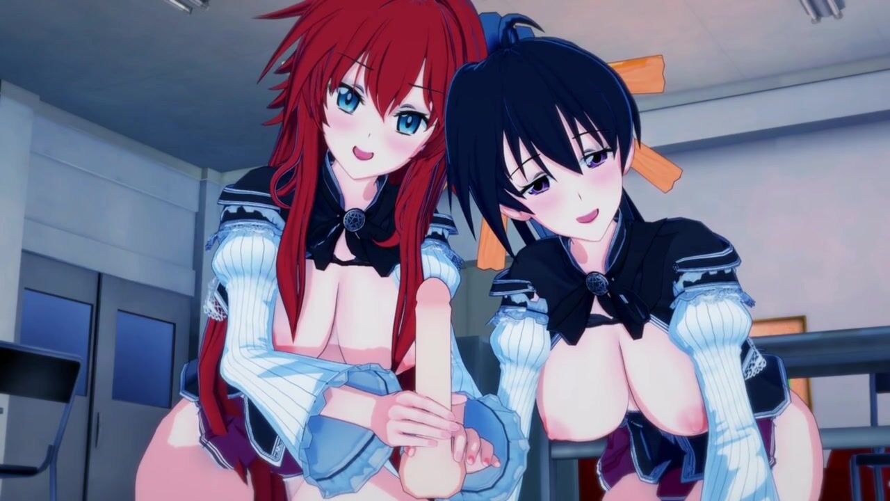 Rias Gremory And Akeno Himejima Join Forces And Make A Shadow Cum In The Classroom