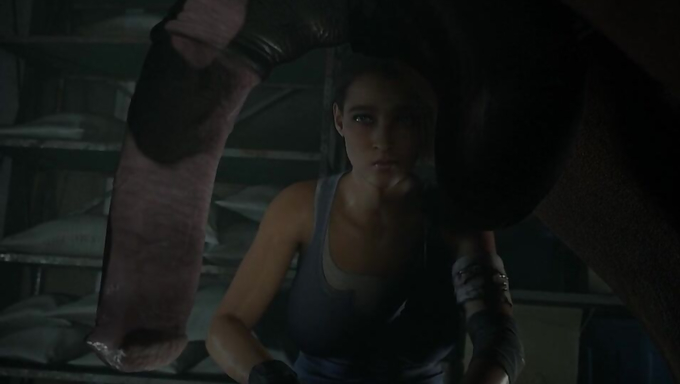 Jill Valentine Checks The Horse’s Stud Before Claire Redfield Takes It All In Her Ass