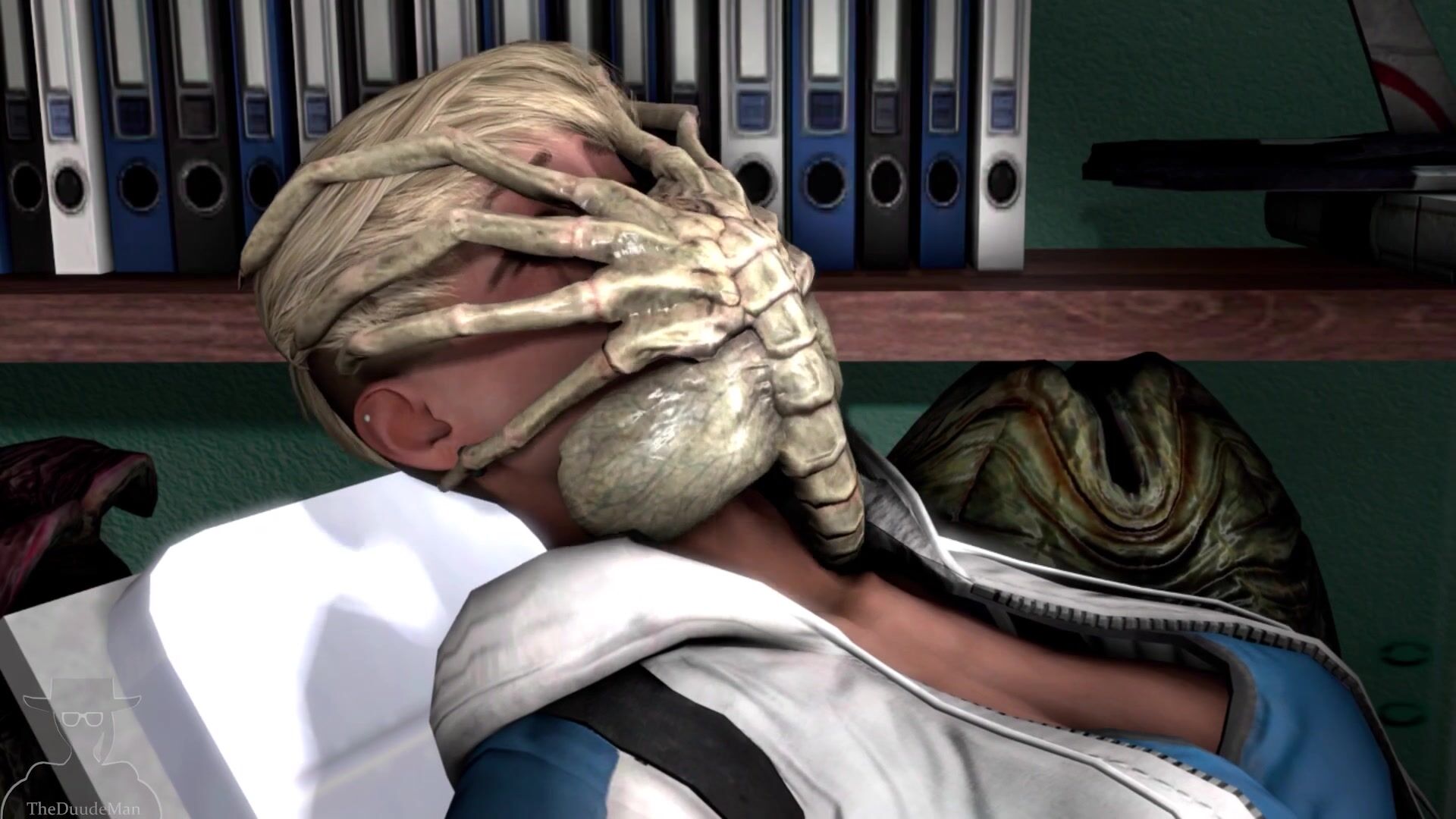 Facehugger Uses The Blonde Girl’s Mouth To Implant Monster Cum