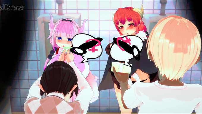 Ilulu And Kanna Kamui With Giant Tits Squirt Hard In The Public Toilet