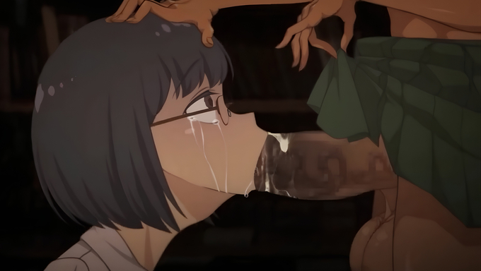 Nerd Girl Tears Up While Deepthroating Her Blonde Futa Friend’s Cock