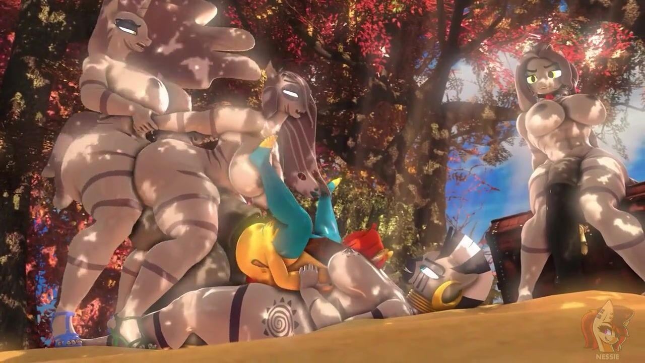 Zecora, Fluttershy, And Nessie Engage In A Stallion Forest Gangbang