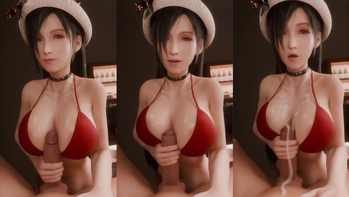 Tifa Lockhart Delivers A Festive Merry Christmas Handjob