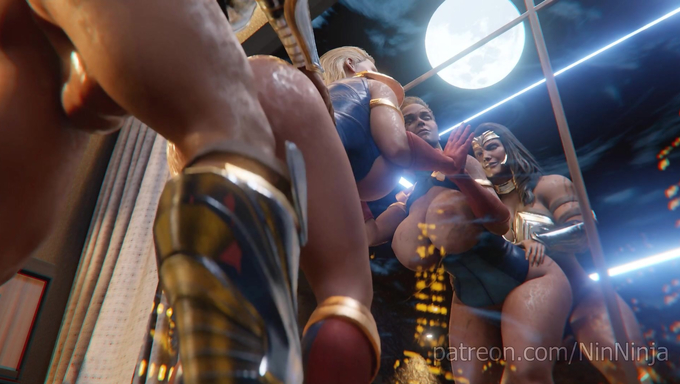 Wonder Woman's Futa Cock Brutally Pounds Supergirl Against The Wall