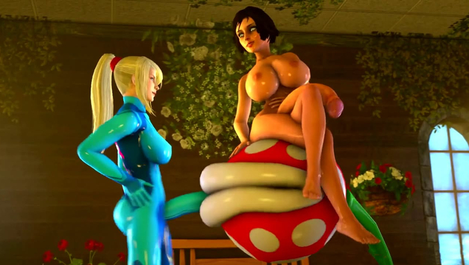Video Game Babes Get Horny And Have Group Sex With Piranha Plants