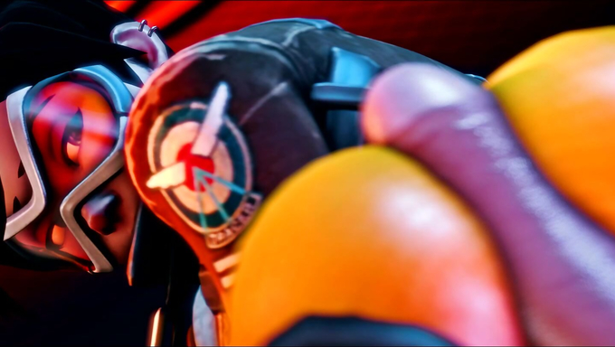 Fully Suited Tracer Rubs A Cock With Her Ass Cheeks Until Cum Explodes