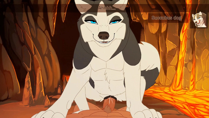 Succubus Dog Rides A Big Cock Inside The Scorching Lava Cave