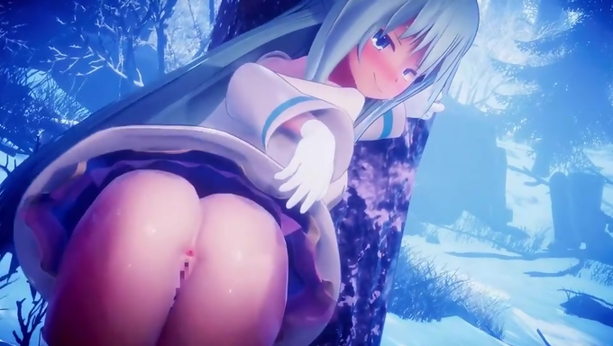 Aqua Gets Her Ass Stretched And Creampied In A Snowy Forest