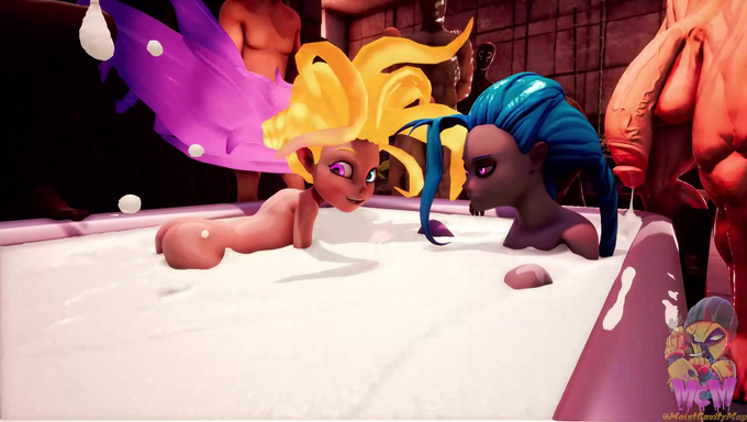 Zoe And Jinx Bathe In A Tub Full Of Strangers' Cum