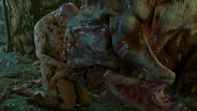 Jill Valentine Gets Eaten By A Giant Monster After Getting Backshots From A Zombie