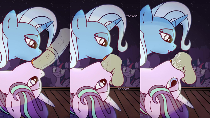 Trixie Lulamoon Keeps Licking The Cock As Starlight Glimmer Gags After Taking Cum