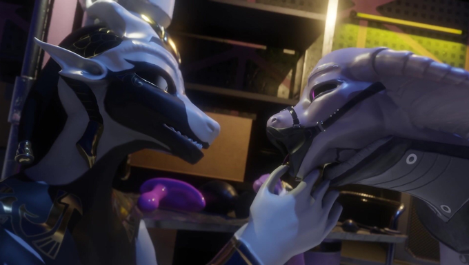Anubis And His Wife Brutally Use Their Tied Up Snake Girl's Pussy