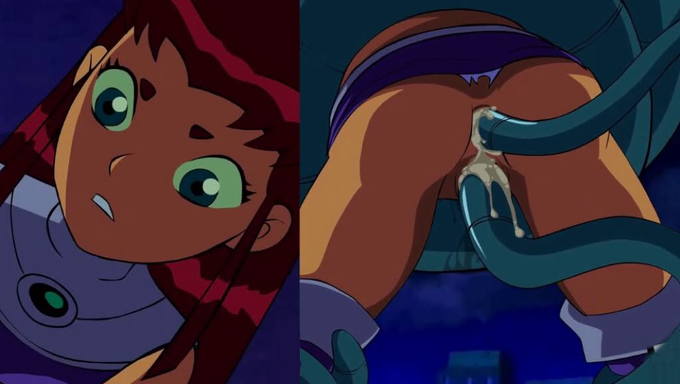 Raven And Starfire Get Their Holes Brutally Creampied By Commander Uehara Daizo's Tentacle Cocks