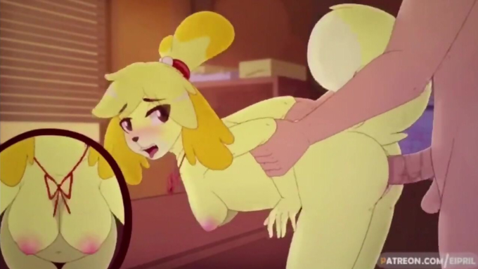 Isabelle's Pussy Gets Banged By A Human From Behind