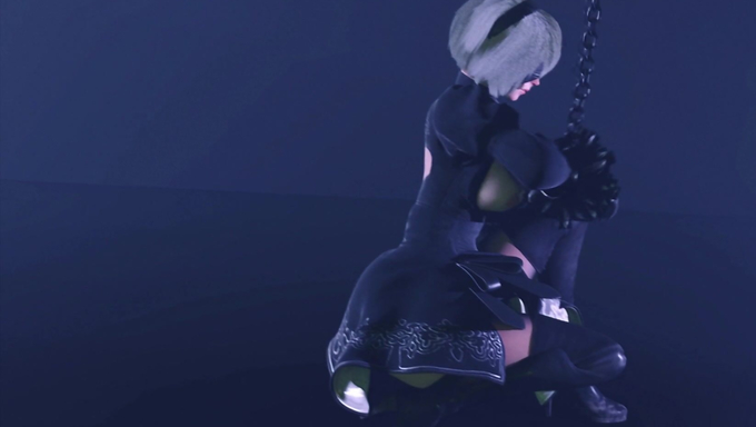 2B's Ass And Pussy Gets Penetrated By Tentacles During Her Mission