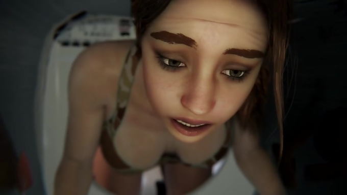 Claire Redfield Gets Stuck On A Washing Machine Then Gets Pounded And Sprayed With Cum