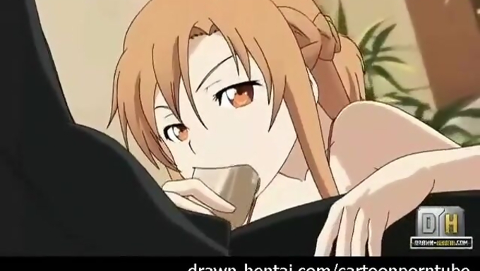 Kirito Fucks Yuuki Asuna's Tight Ass On The Couch