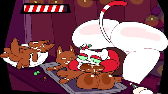Junipurr Slurps A Gingerbread's Cock Until He Cums In Her Mouth