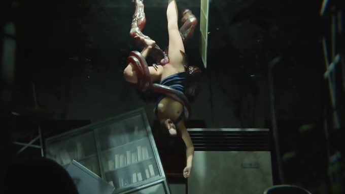 Jill Valentine Tries To Get Help As She Gets Fucked By A Monster Upside Down