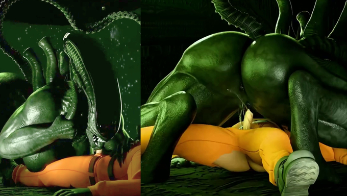 Thick Busty Xenomorph Blows And Rides A Human Cock In Outer Space