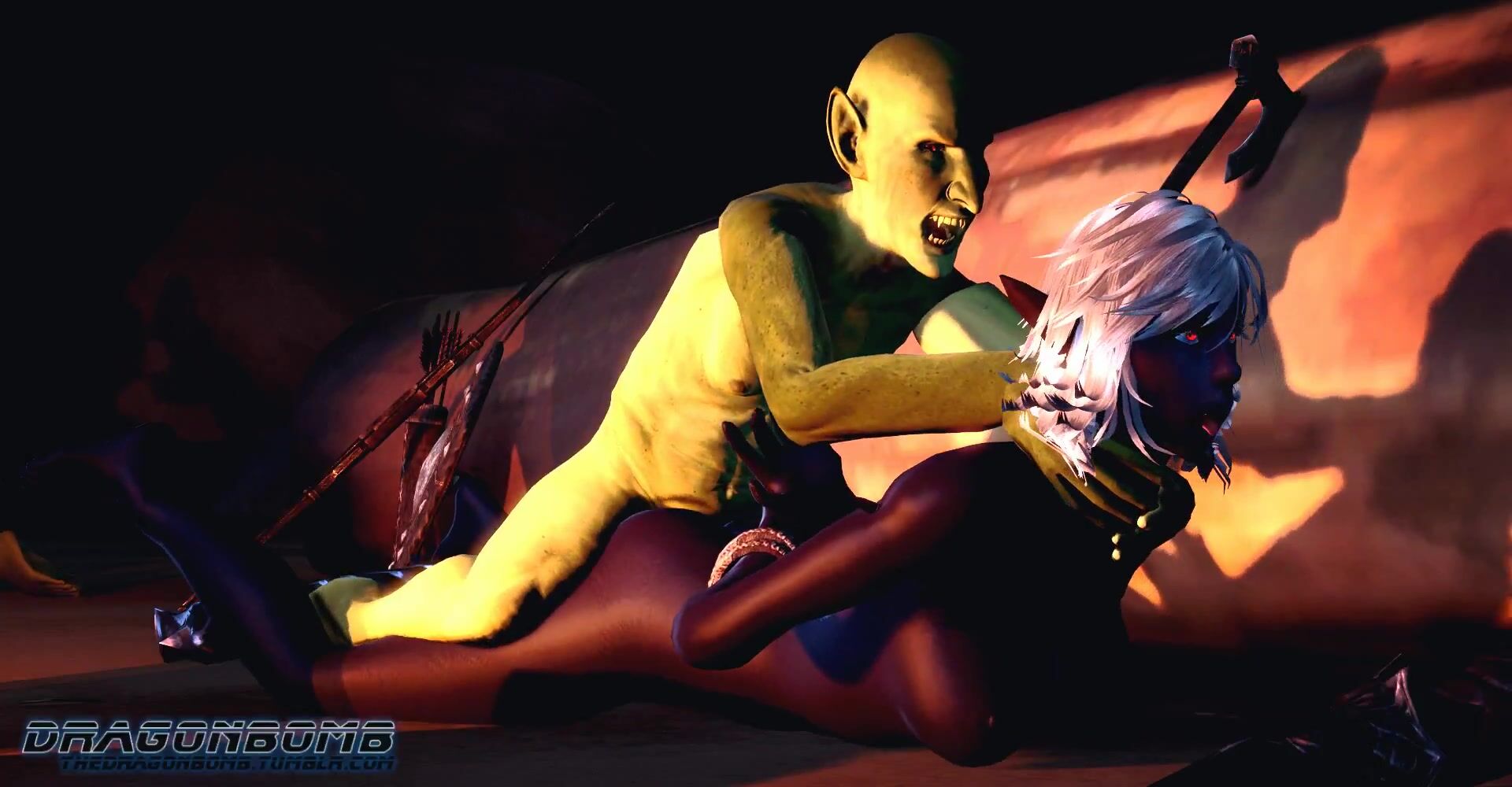 Busty Dark Elves Get Brutally Gangbanged By Ugly Goblins And An Ogre