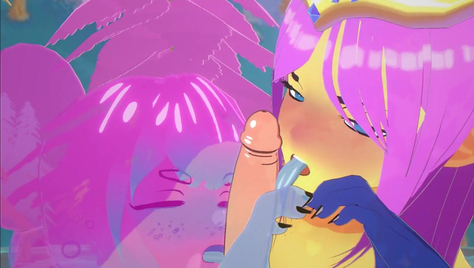 Queen Slime And Slime Girl Get Pleasured By A Human Cock In The Forest