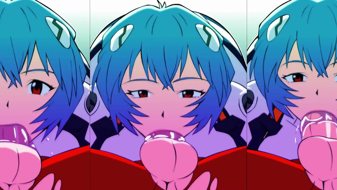 Short Haired Rei Ayanami Deepthroats A Huge Cock In Close-Up POV